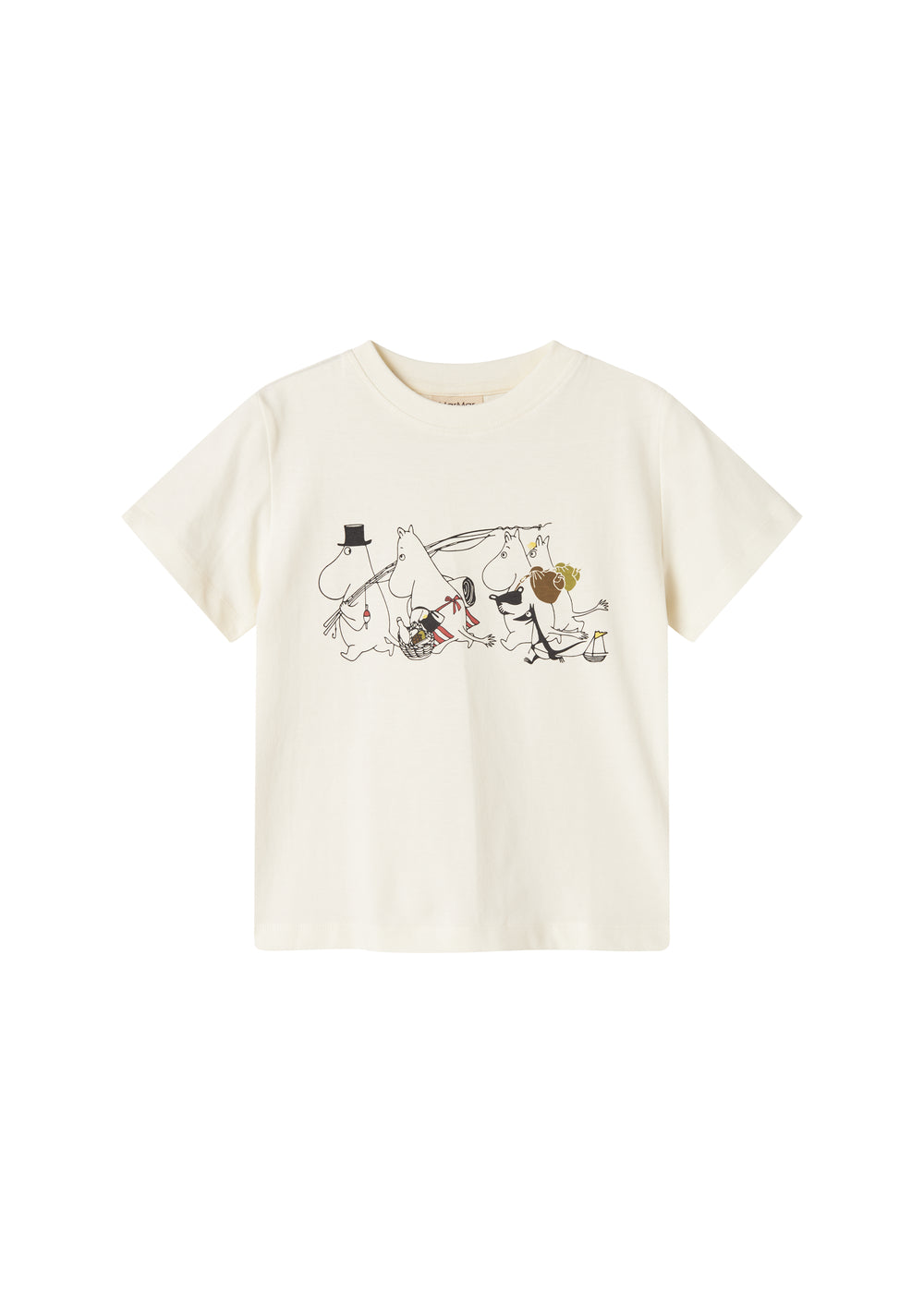 Børne-T-shirt offwhite med små Moomin-figurer på brystet