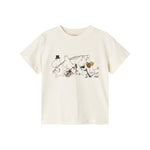 Børne-T-shirt offwhite med små Moomin-figurer på brystet