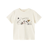 Børne-T-shirt offwhite med små Moomin-figurer på brystet