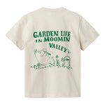 Råhvid T-shirt med grønt Moomin print til børn