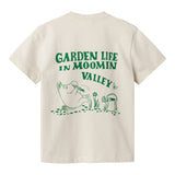Råhvid T-shirt med grønt Moomin print til børn