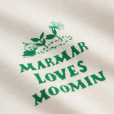 Råhvid T-shirt med grønt Moomin print til børn