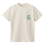 Råhvid T-shirt med grønt Moomin print til børn