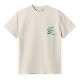Råhvid T-shirt med grønt Moomin print til børn