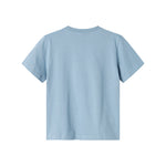 Lyseblå børne-T-shirt set bagfra, kortærmet