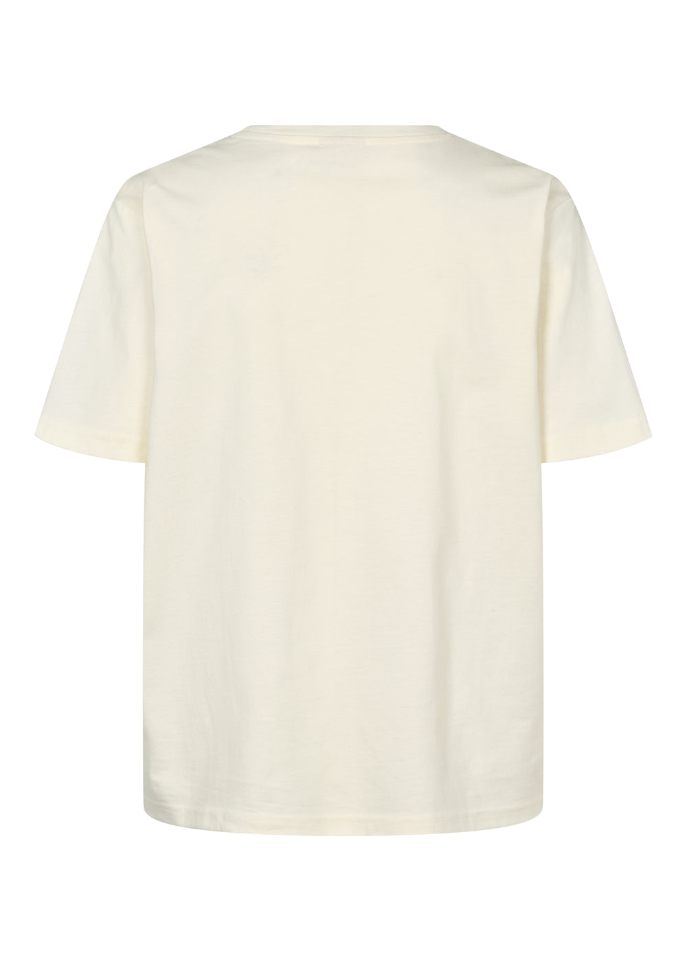 Cremefarvet T-shirt med rund hals og enkel ryg uden synligt tryk