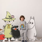 Grå sweatbukser til børn med snøre og Moomin-forsideprint