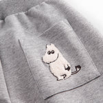 Grå sweatbukser til børn med Moomin print, elastik og bindebånd