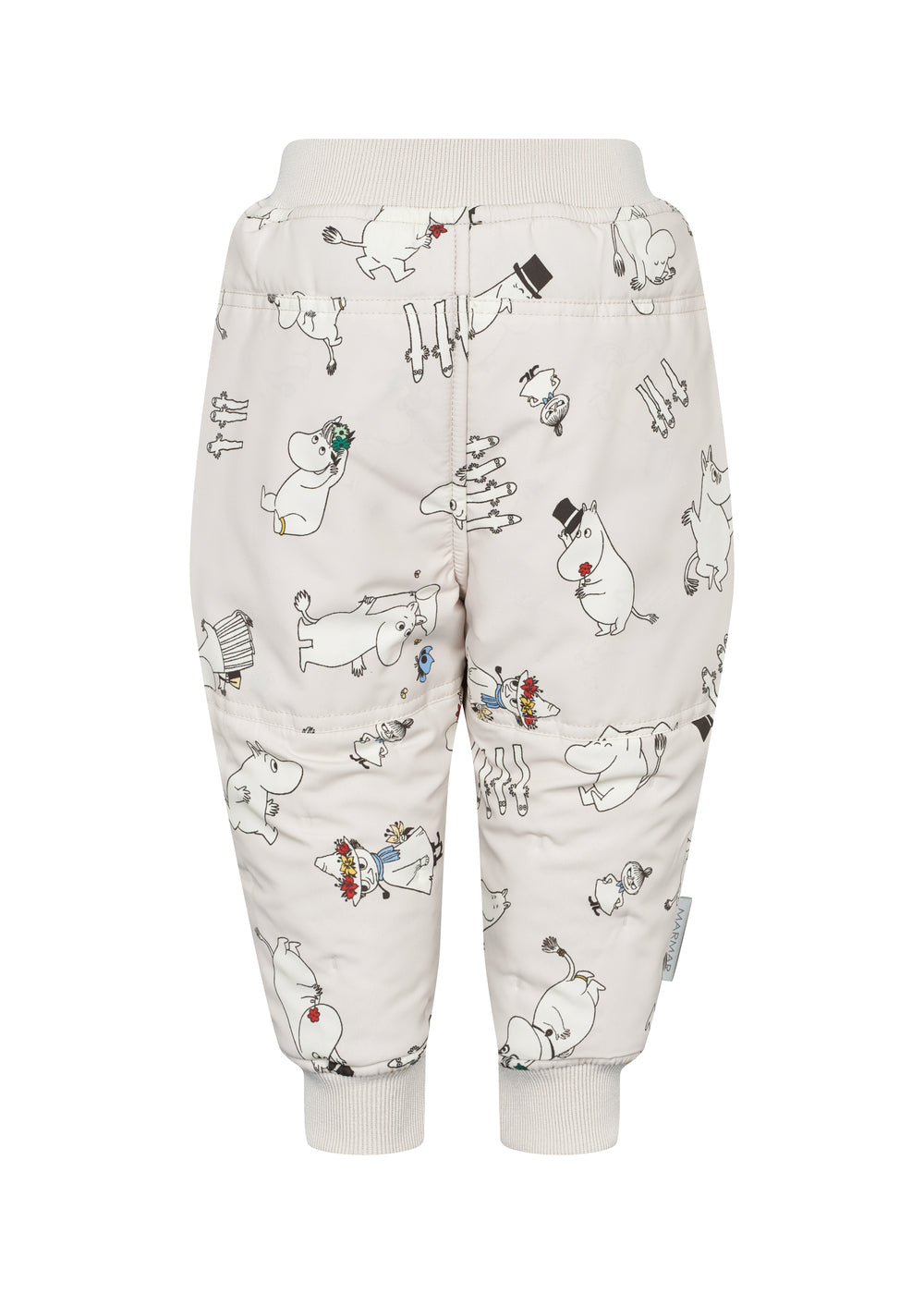 Hvide termobukser med Moomin-motiv, ribkant ved ankler