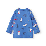 Blå badetrøje til børn med Moomin print
