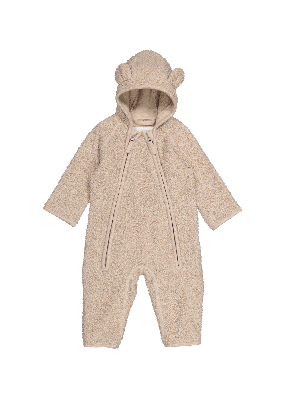 Lys holdt til baby i blødt teddyfleece med hætte og bindebånd