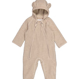 Lys holdt til baby i blødt teddyfleece med hætte og bindebånd