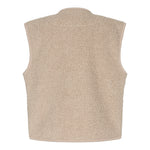 Lys beige teddyvest til børn set bagfra uden detaljer