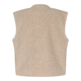 Lys beige teddyvest til børn set bagfra uden detaljer