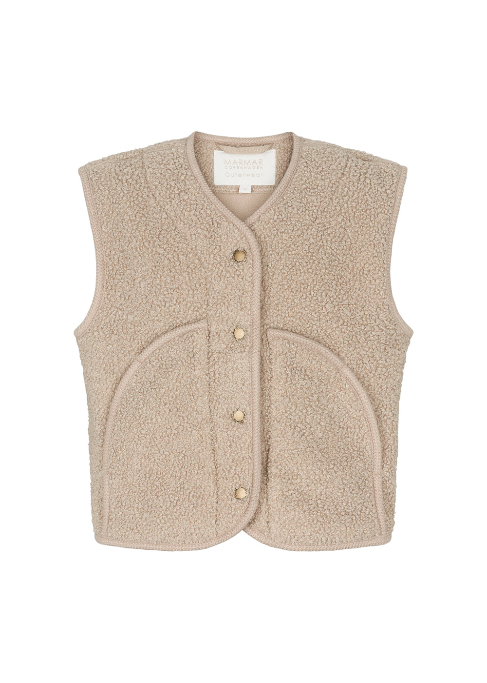 Lys beige teddyvest til børn set bagfra uden detaljer