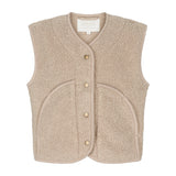 Lys beige teddyvest til børn set bagfra uden detaljer