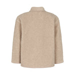 Beige teddytrøje til børn med knapper og stor buet forlomme