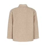 Beige teddytrøje til børn med knapper og stor buet forlomme