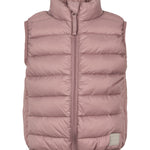 Rosa/mauve vatteret vest til børn med lynlås