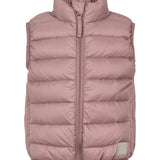 Rosa/mauve vatteret vest til børn med lynlås