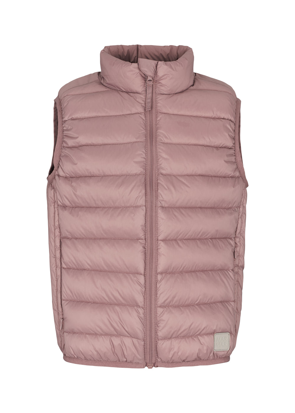 Rosa/mauve vatteret vest til børn med lynlås