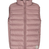 Rosa/mauve vatteret vest til børn med lynlås