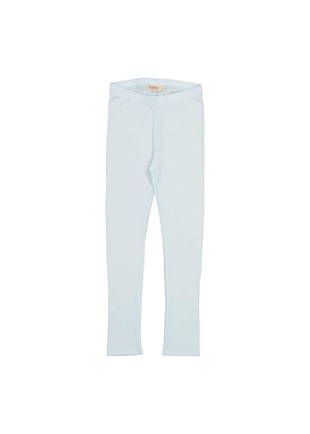Uldrib leggings i lyseblå til baby med elastisk linning