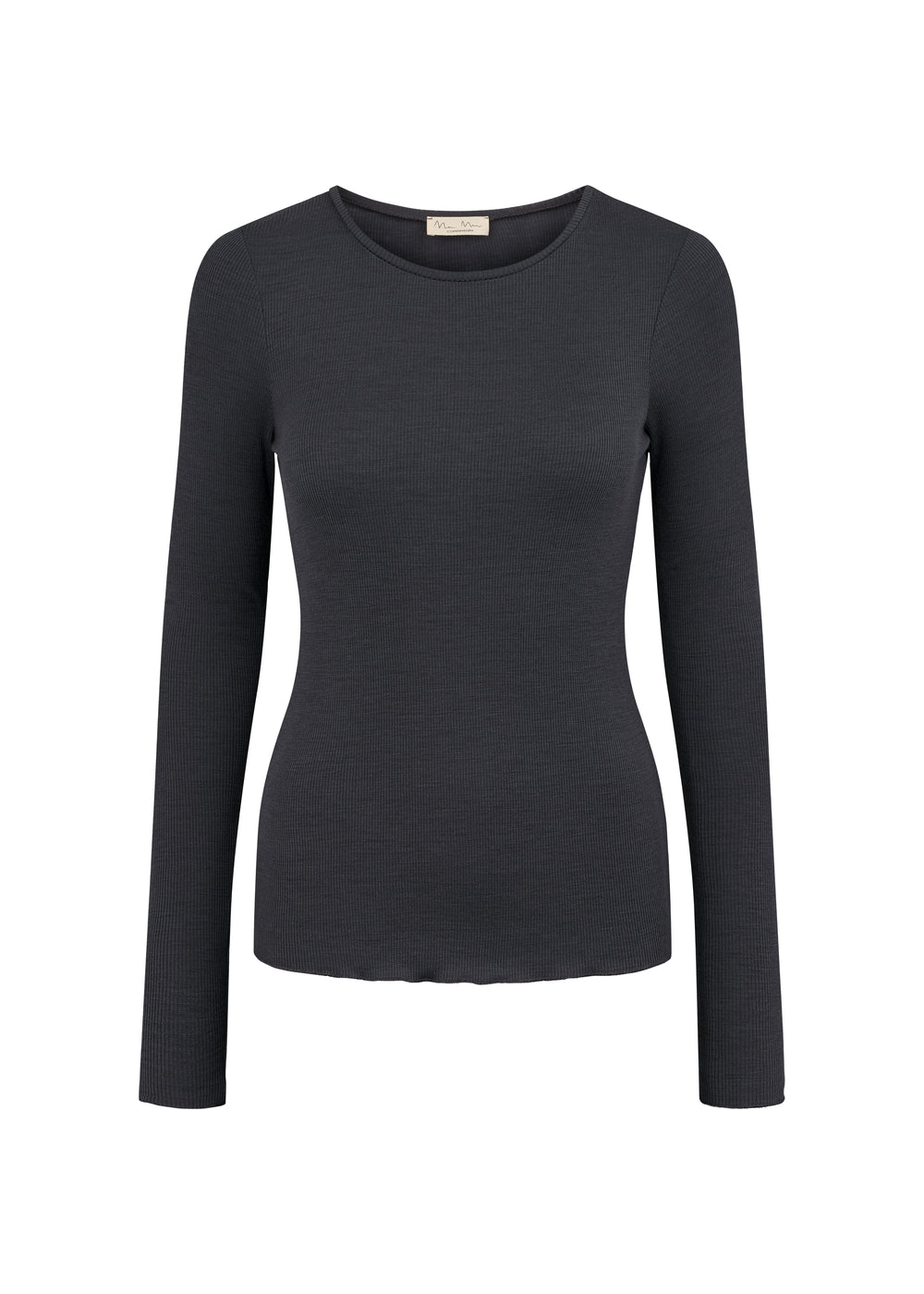 Sorter langærmet t-shirt til kvinder i merinou