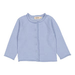 Lyseblå babys cardigan med knaplukning, rund hals og lange ærmer
