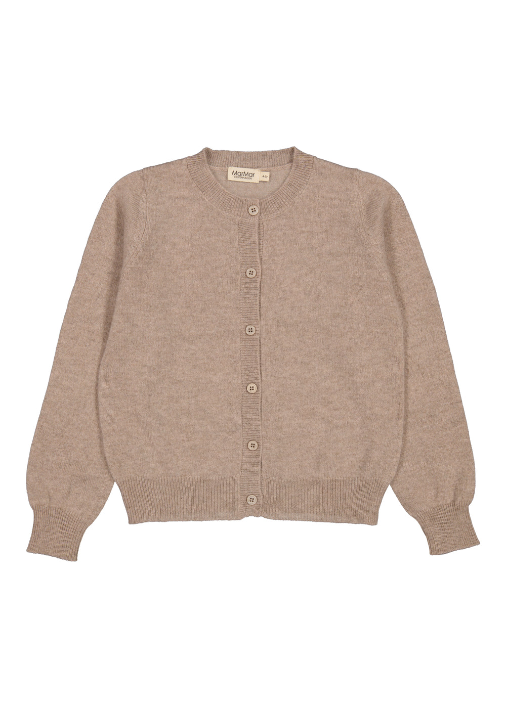 Tepi cardigan i melange, beige strikket med knaplukning og lange ærmer