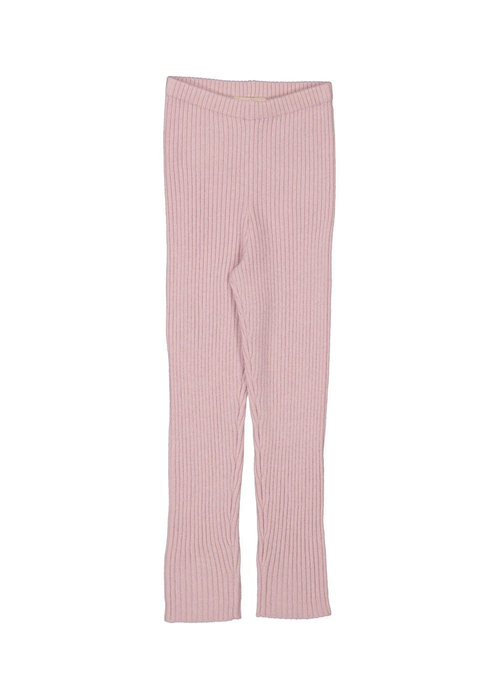 Strikkede leggings i lys blomme med let ribbet mønster
