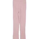 Strikkede leggings i lys blomme med let ribbet mønster