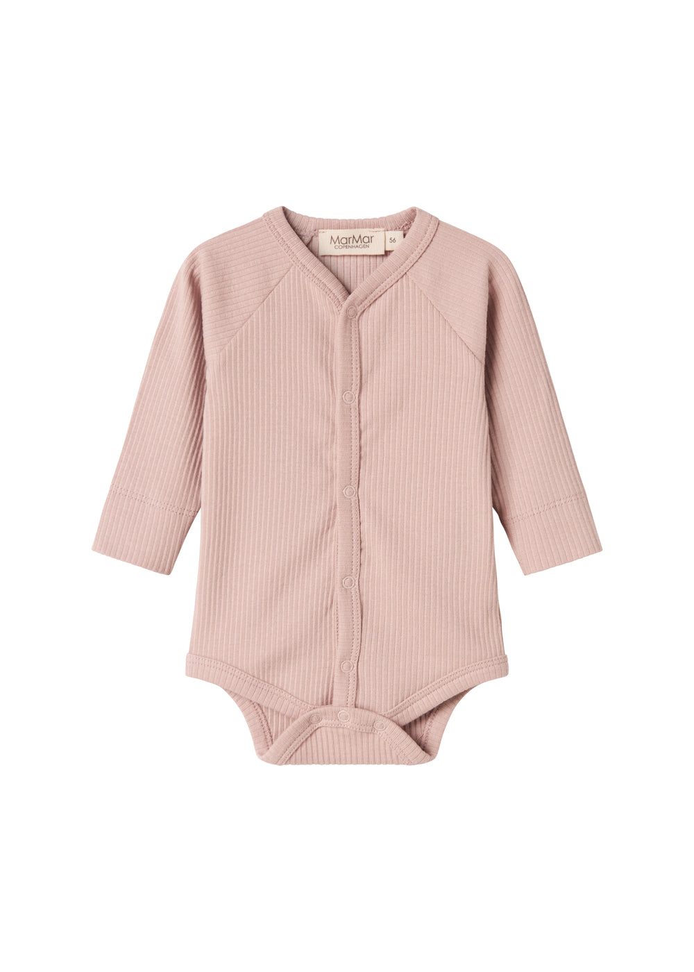 Rødt ribbet babybody med knapper foran