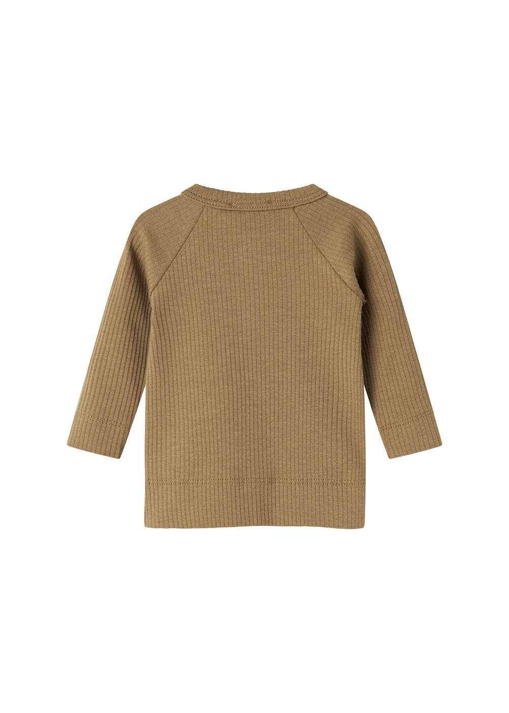 Brun ribstrikket cardigan til børn med knapper foran