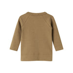 Brun ribstrikket cardigan til børn med knapper foran