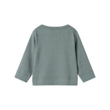 Grøn ribstrikket cardigan med knapper til børn