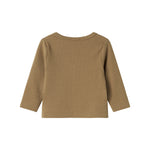 Brun ribstrikket cardigan til børn