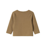 Brun ribstrikket cardigan til børn