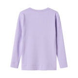 Lys lilla ribstrikket langærmet t-shirt til børn