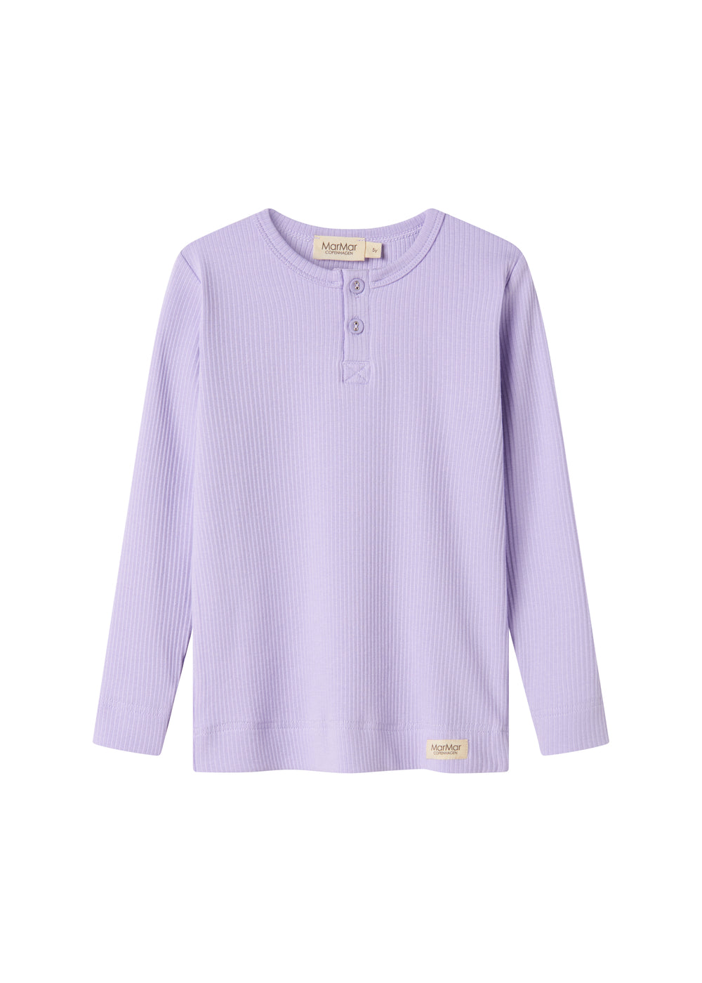Lys lilla ribstrikket langærmet t-shirt til børn
