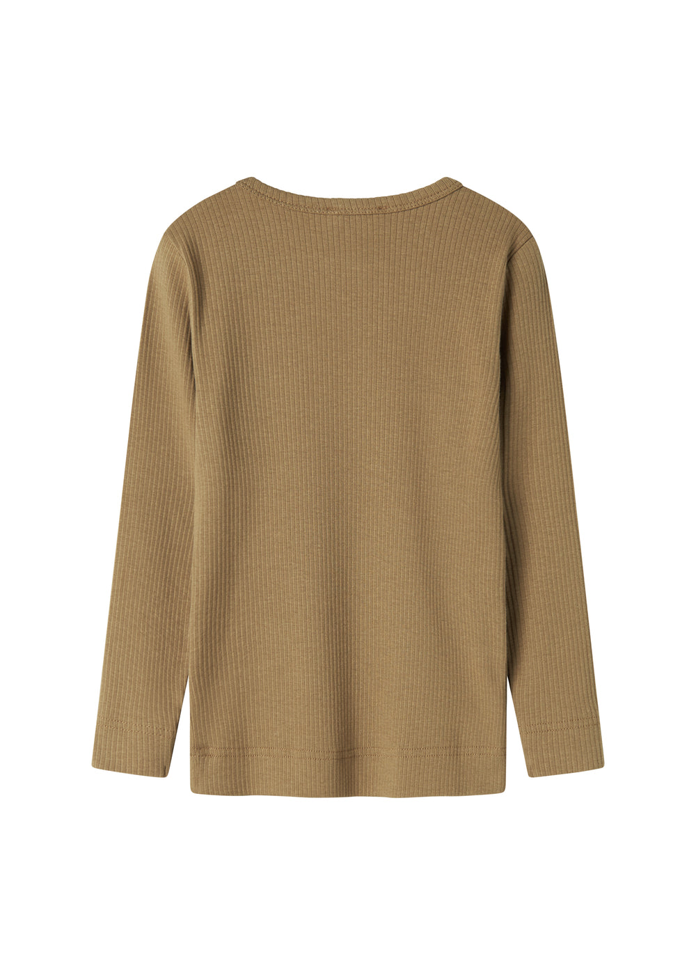 Brun ribstrikket langærmet t-shirt til børn