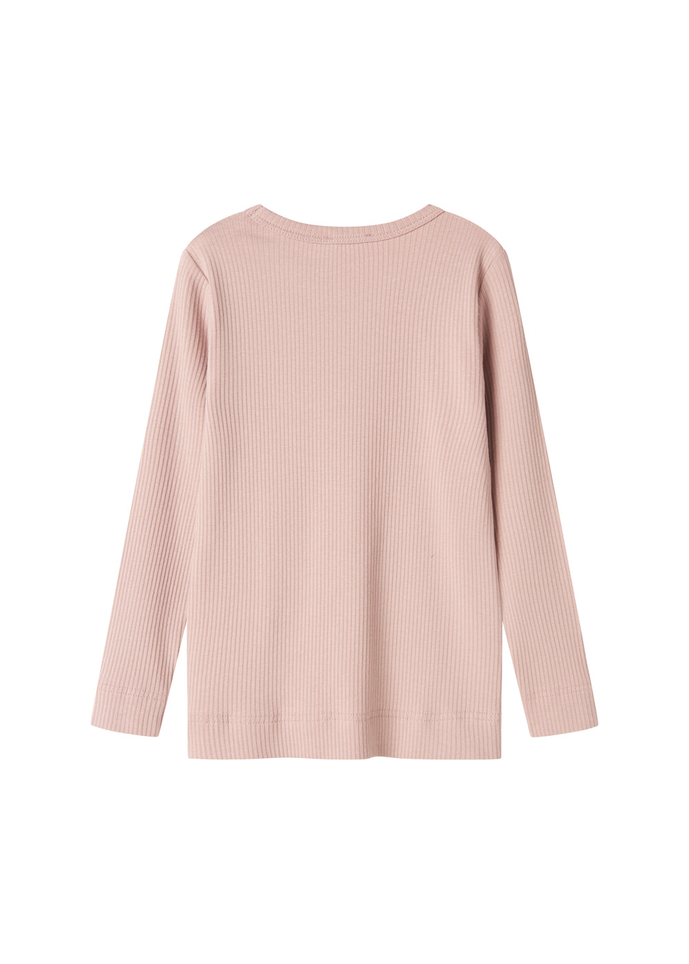 Långærmet rosa ribstrikket t-shirt til børn