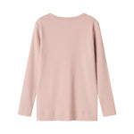 Långærmet rosa ribstrikket t-shirt til børn