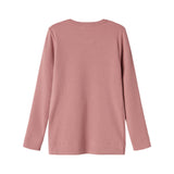 Lyserød ribstrikket langærmet t-shirt til børn