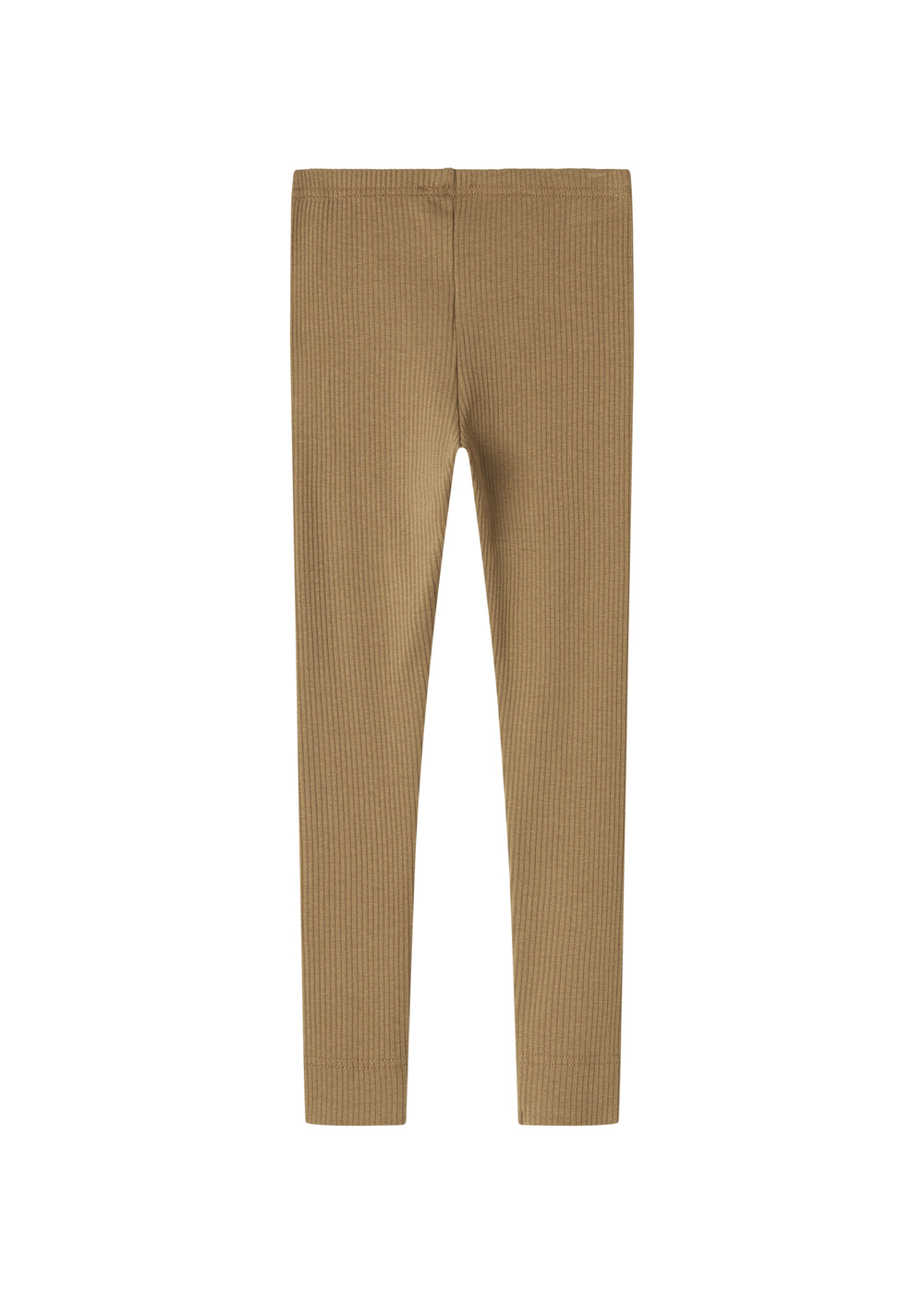 Brune ribstrikkede leggings til børn