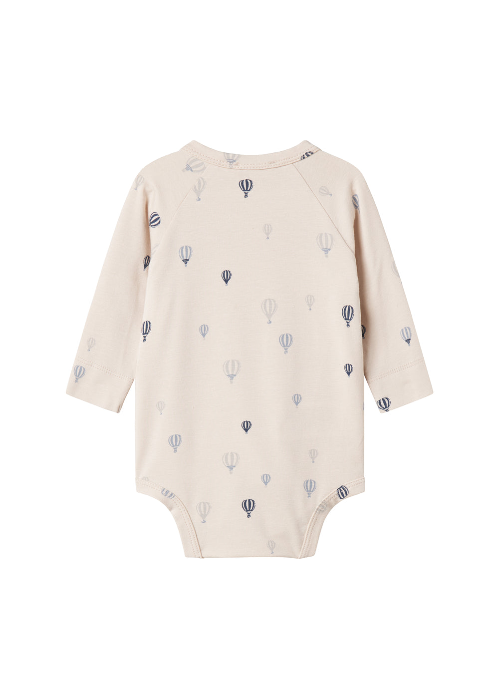 Beige bodystocking med lange ærmer og luftballonmønster, rund hals