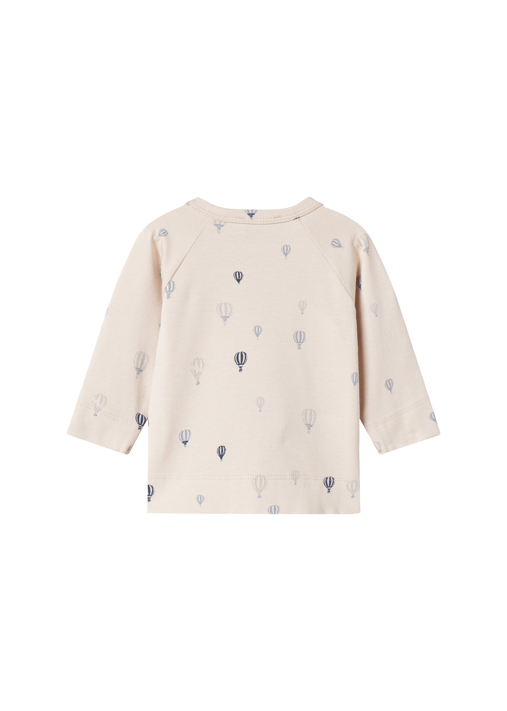 Børnebluse med lange ærmer i creme med ensartet blå ballondesign