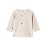 Børnebluse med lange ærmer i creme med ensartet blå ballondesign