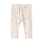 Pitti barnebukser med snor i linningen og luftballon-print, offwhite