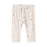 Pitti barnebukser med snor i linningen og luftballon-print, offwhite